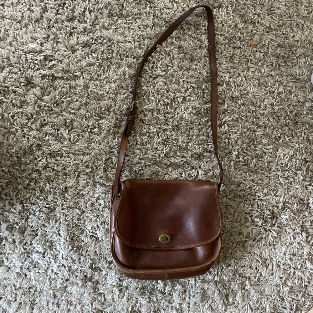 VINTAGE brown leather Coach crossbody bag